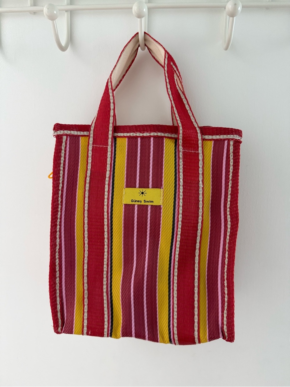 Gunes Swim Red & Yellow Striped Tote Bag